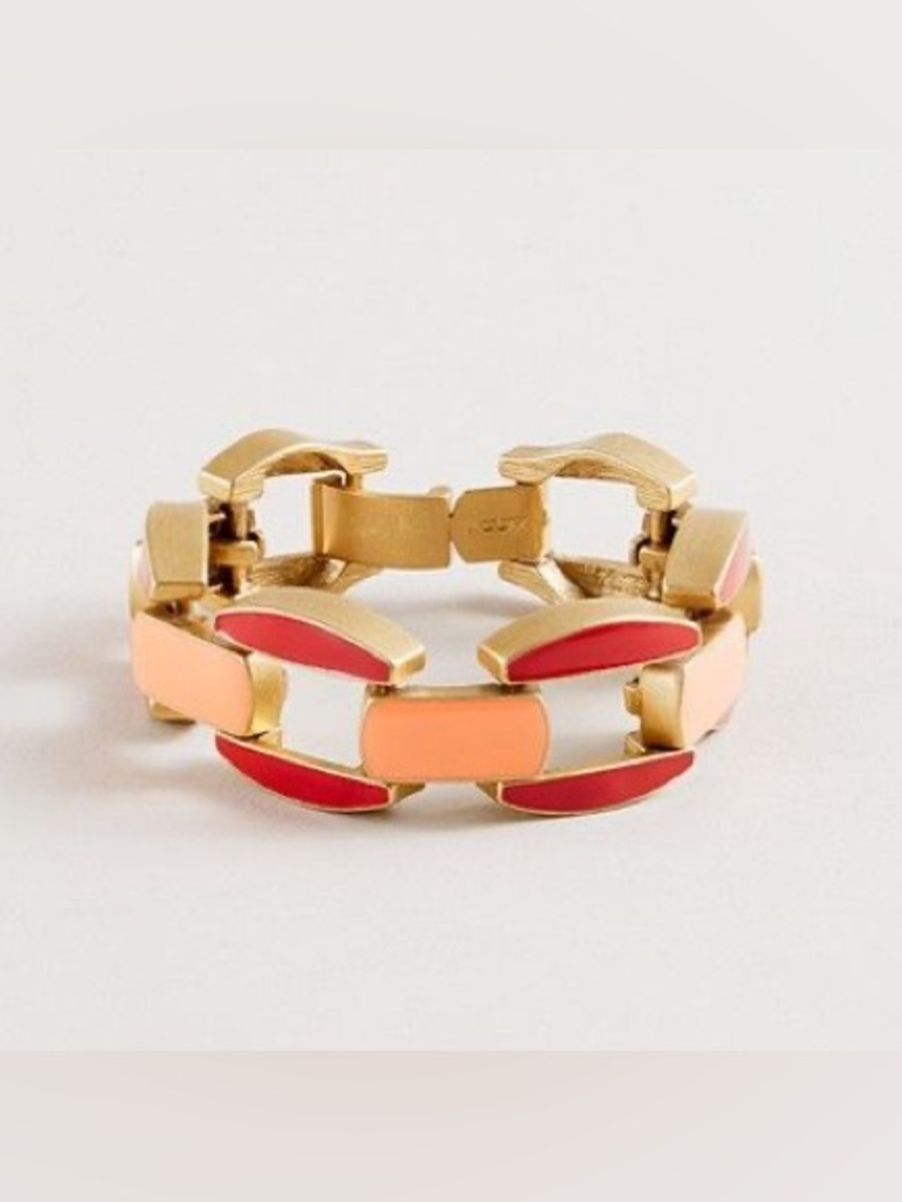 J. Crew Coral and Red Enamel Link Bracelet